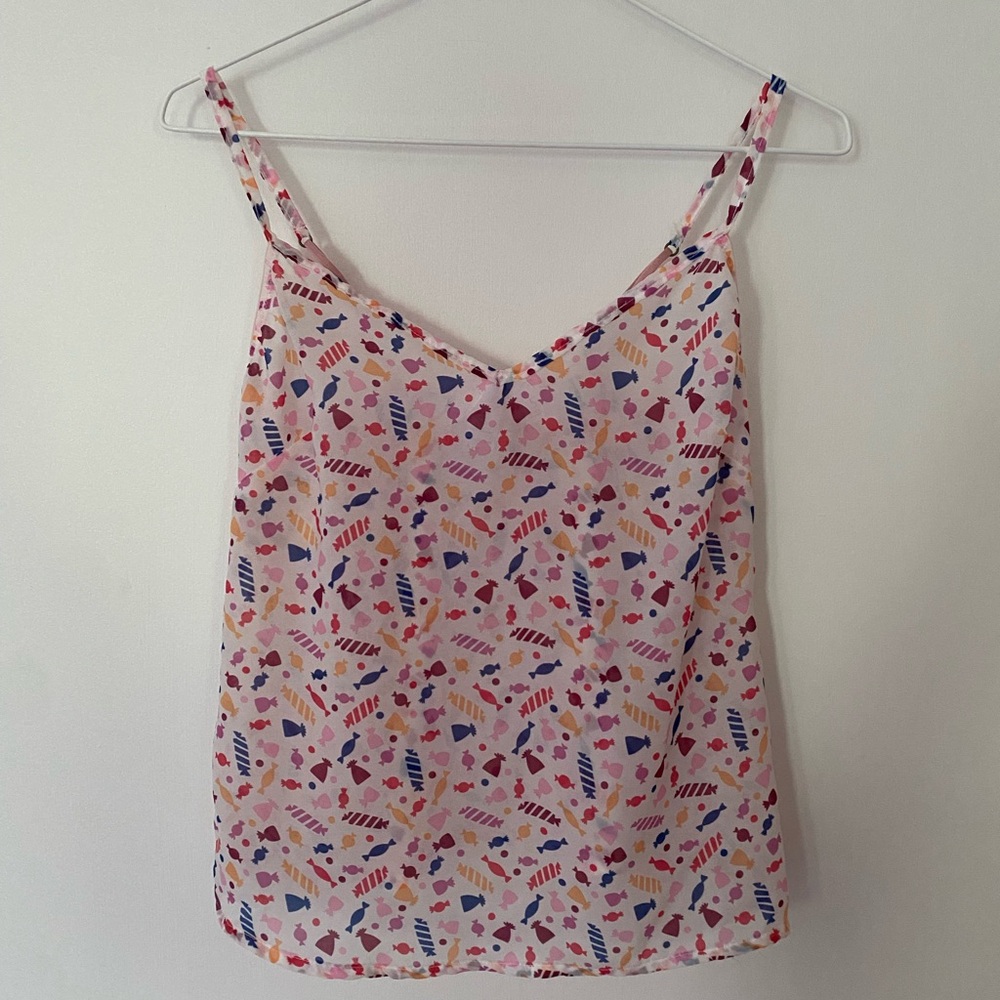ModCloth Candy Print Satin Top S